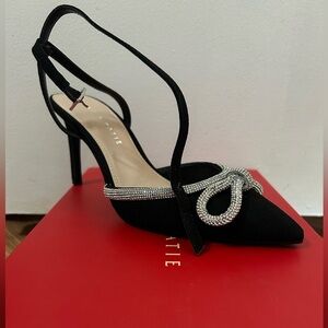 Brand new Katie and Kelly rhinestone bow heels
